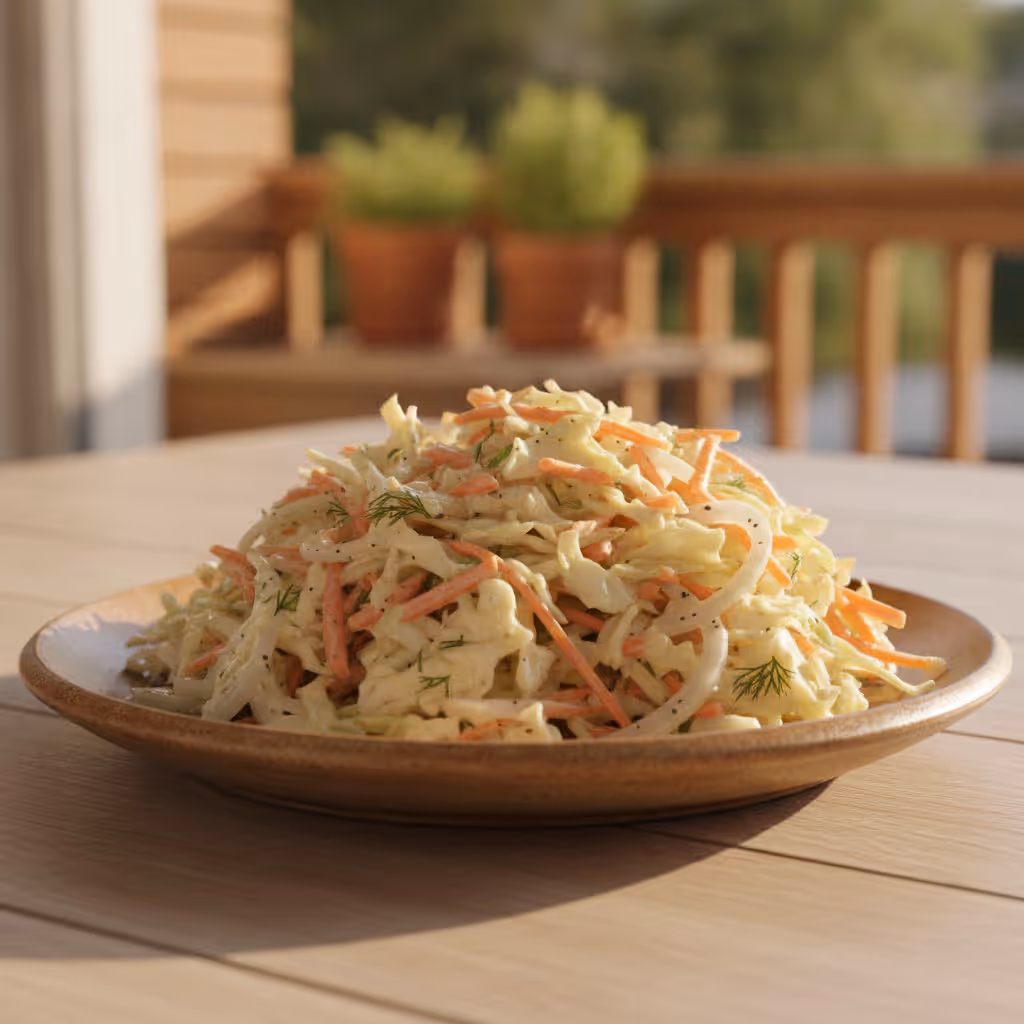 Amerikaanse coleslaw – romige koolsalade, klaar om te serveren