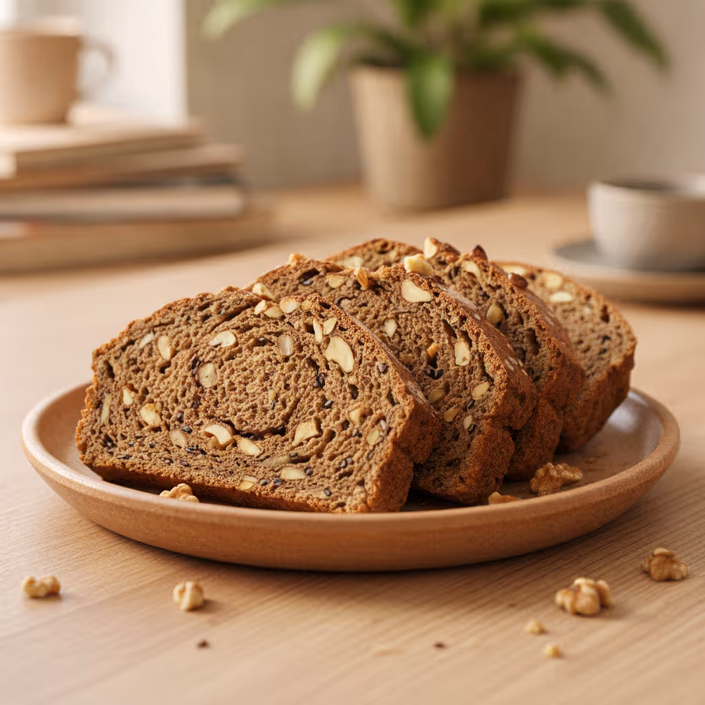 Appel-walnotenbrood, klaar om te serveren