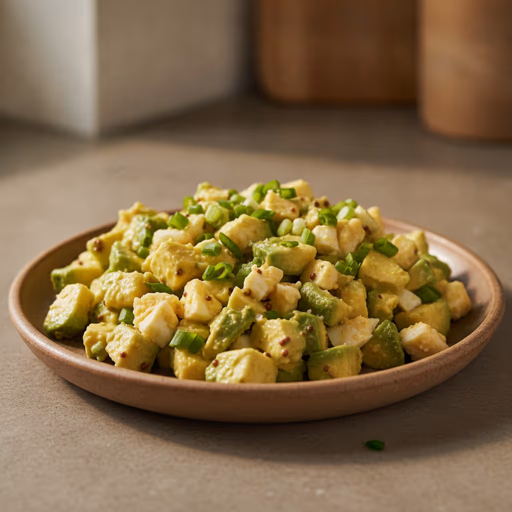 Avocado-eiersalade, klaar om te serveren