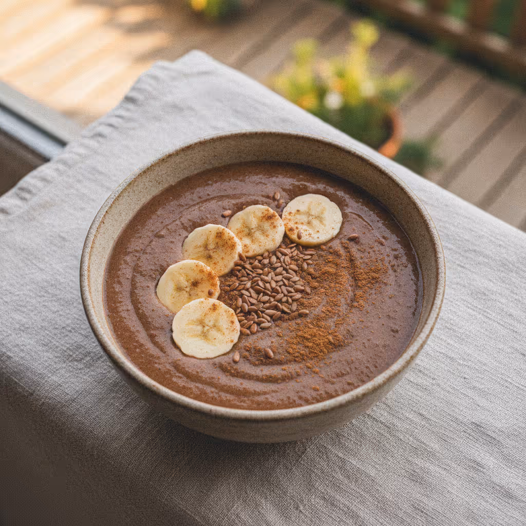 Bananen-chocoladedroom, klaar om te serveren