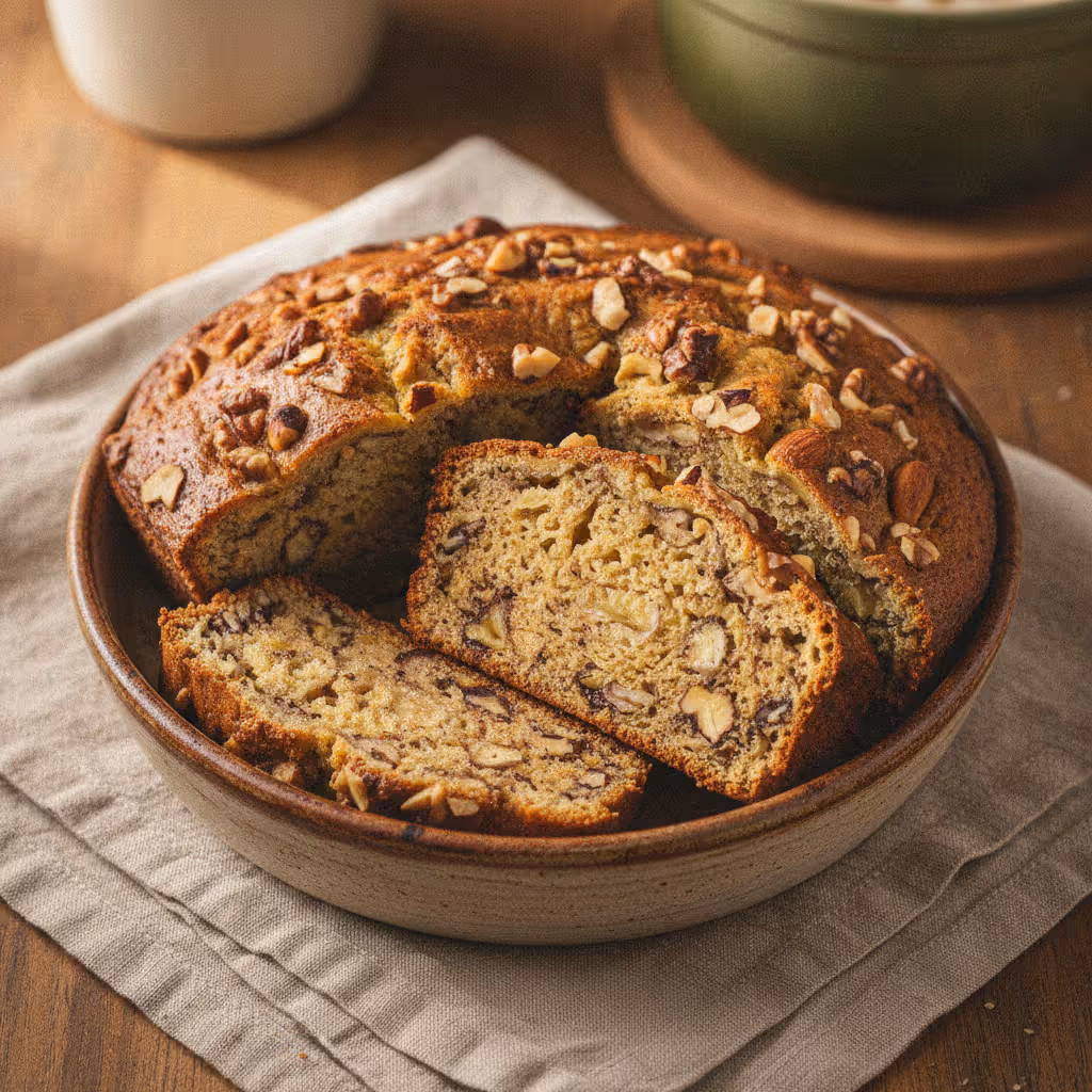 Bananen-notenbrood, klaar om te serveren